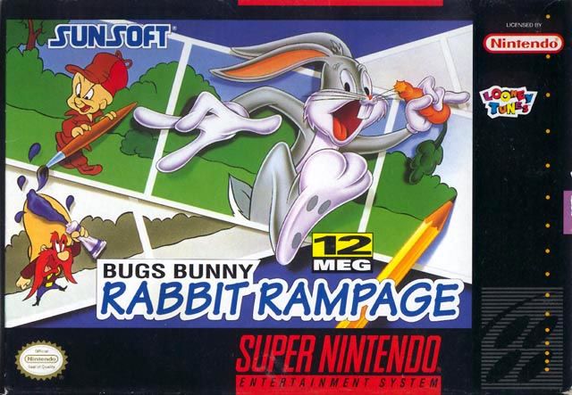 Bugs Bunny Rabbit Rampage box art for Super Nintendo